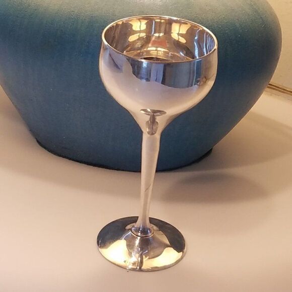 Vintage Cordial Cup Silverplated Liqueurs Glass 5" - Picture 7 of 7